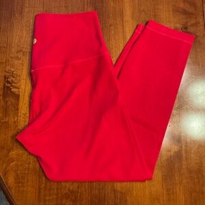 Lululemon lunar new gold logo red align leggings 23” size 8